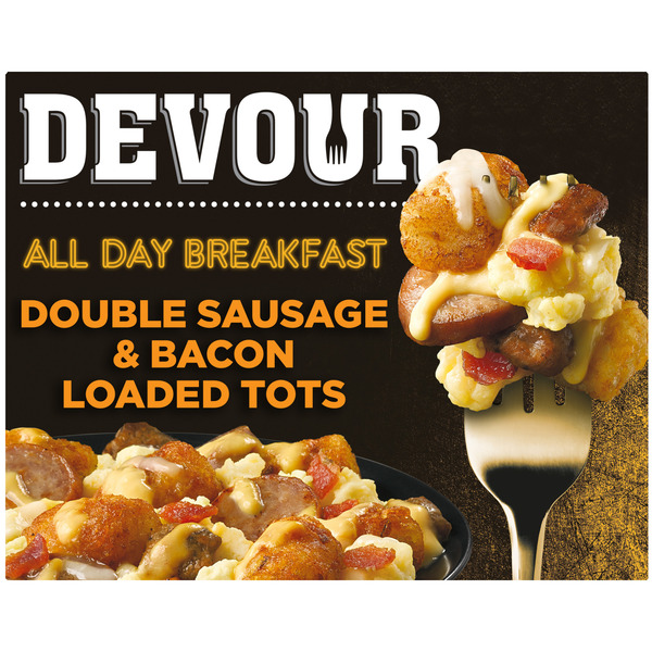 DEVOUR Double Sausage & Smoked Bacon Loaded Tater Tots Frozen Meal