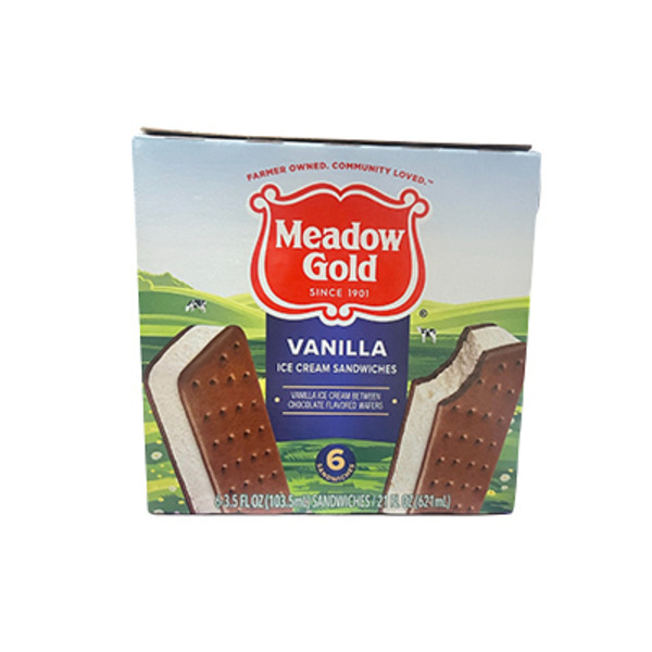 Meadow Gold ICe Cream Sandwiches Vanilla 3.5 Fluid Ounce 6 Pack