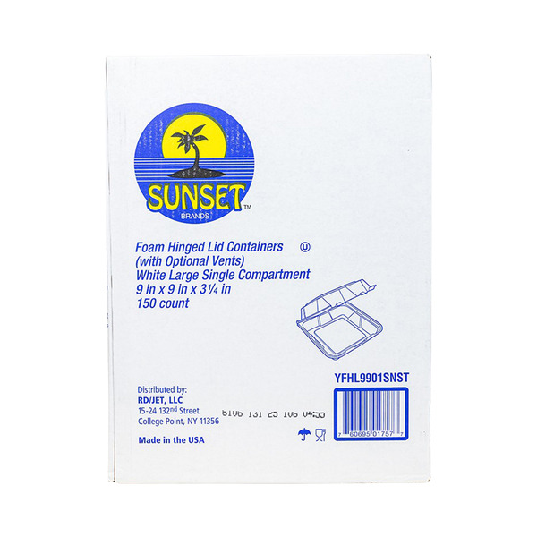 Sunset - YFHL -9901 - 9x9 Foam Hinged Container - 150 ct