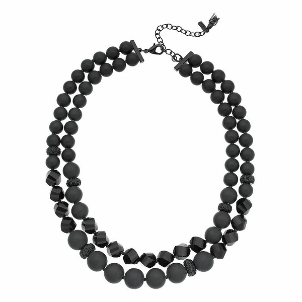 Simply Vera Vera Wang Bead Detail Multi Strand Necklace - Black Tone