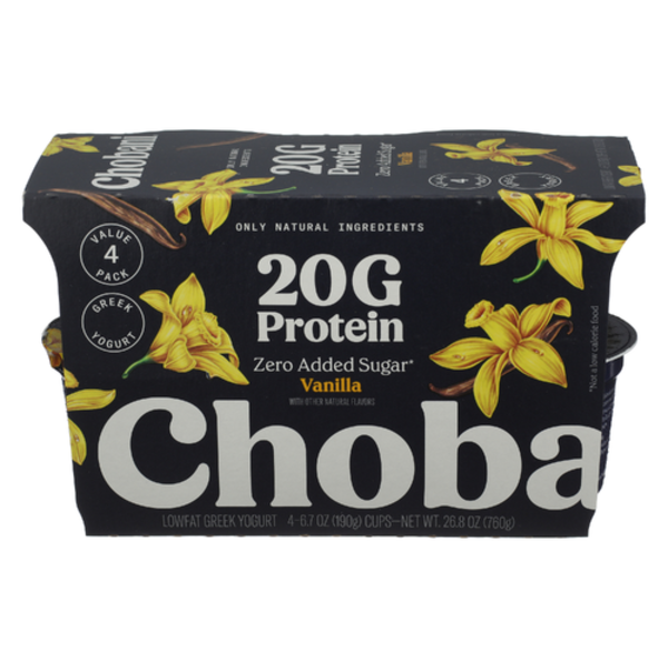 Chobani Vanilla 20G Protein Greek Yogurt 4 Pack
