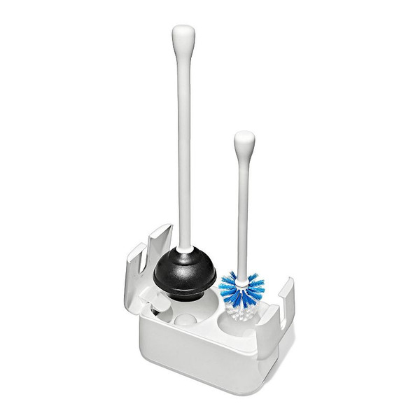 OXO Toilet Brush & Plunger Set, 11-1/2 x 6-3/4 x 22-7/8 in - White
