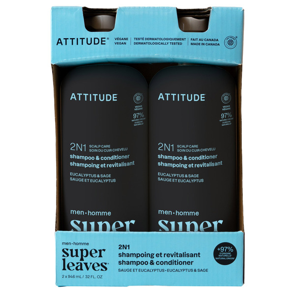 Attitude Men’s Super Leaves 2-in-1 Shampoo & Conditioner – Eucalyptus & Sage