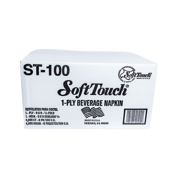 Soft Touch - 1 Ply Beverage Napkin 9x9, 4000 Ct
