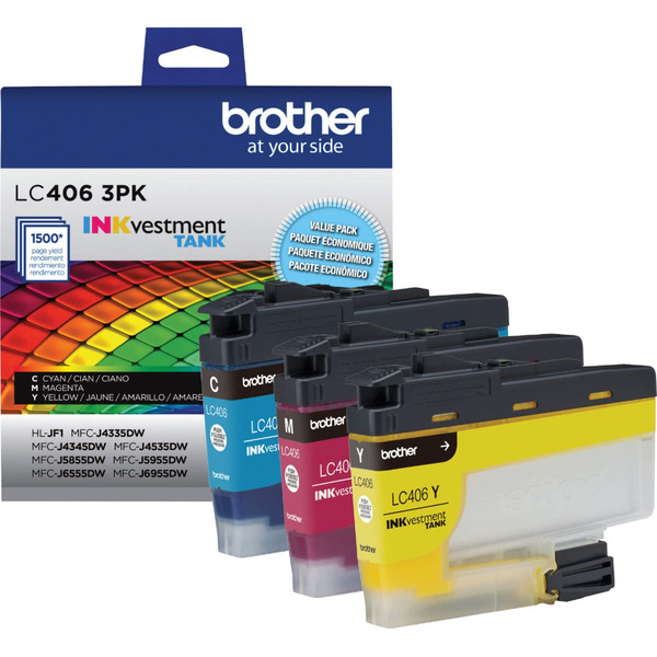 Brother INKvestment Cyan, Magenta & Yellow Tank Ink Cartridges