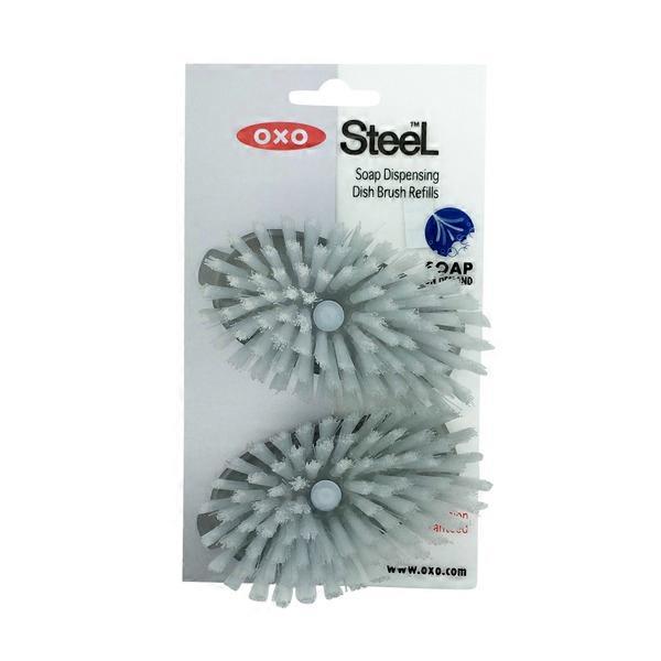 OXO SteeL Soap Dispensing Dish Brush with 2 Dish Brush Refills