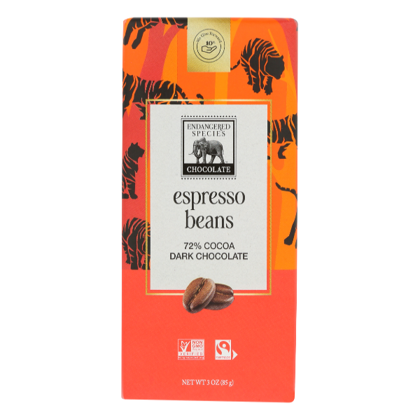 Endangered Species 72% Cocoa Espresso Beans Dark Chocolate Same