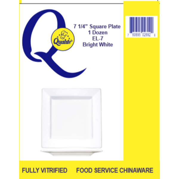 Qualite - 7.25" White Square Plate - 1 Dz