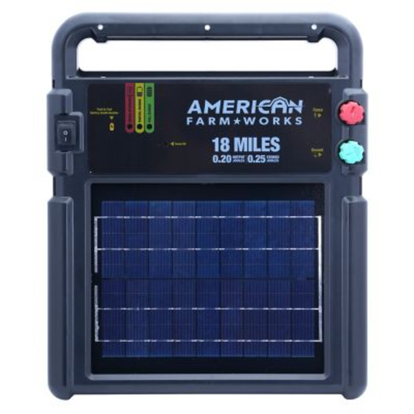 American Farm Works 0.2 J 18 Mile Solar-Powered Electric Fence Energizer
