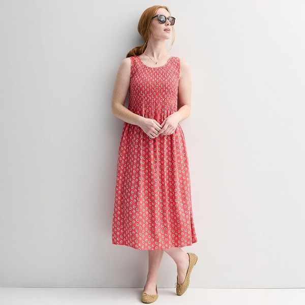 croft and barrow midi dress Plus Size Croft & Barrow Smocked Midi Dress, Women's, Size: 3XL, Cyan Easy Leaf