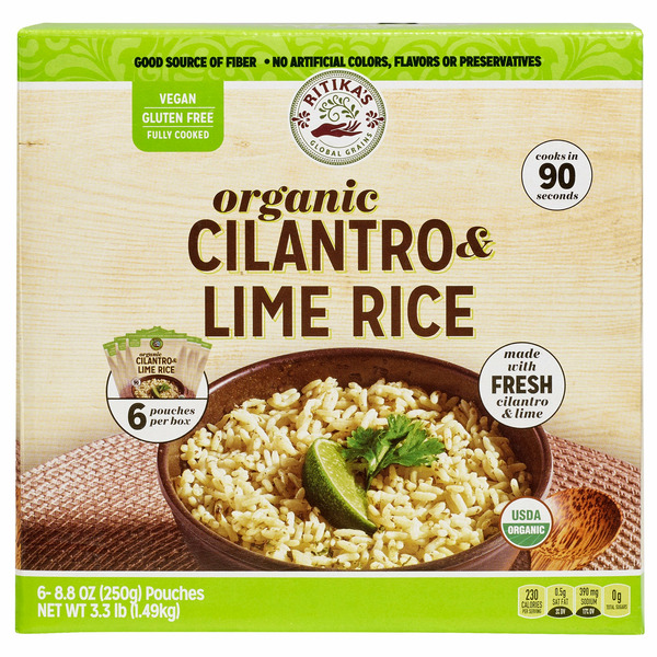 Ritika's Organic Cilantro & Lime Rice, 8.8 oz, 6-count