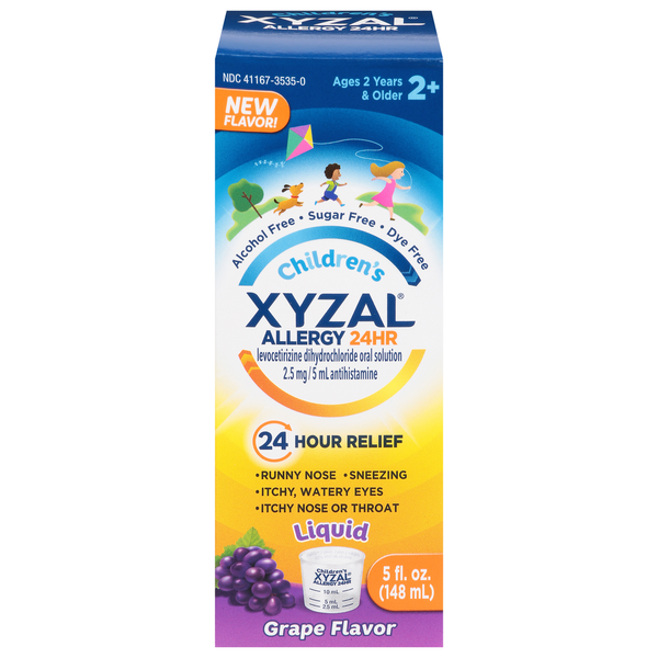 Xyzal Allergy, 24 hr, Children's, Liquid, Grape Flavor Same-Day