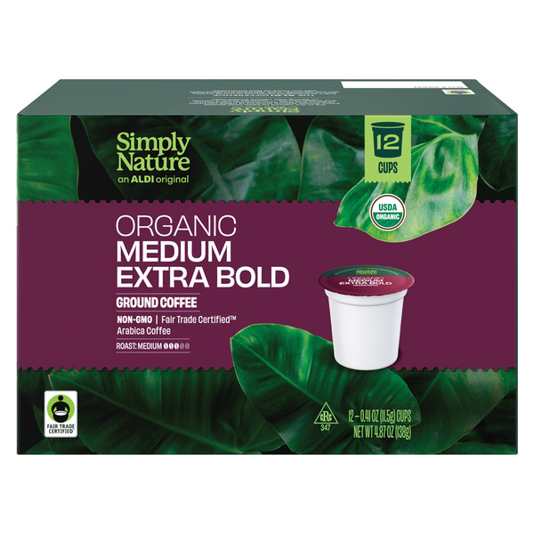 Simply Nature Organic Extra Bold Medium Roast Coffee Pods - 12