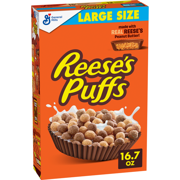 General Mills REESE'S PUFFS Chocolatey Peanut Butter Cereal Large Size