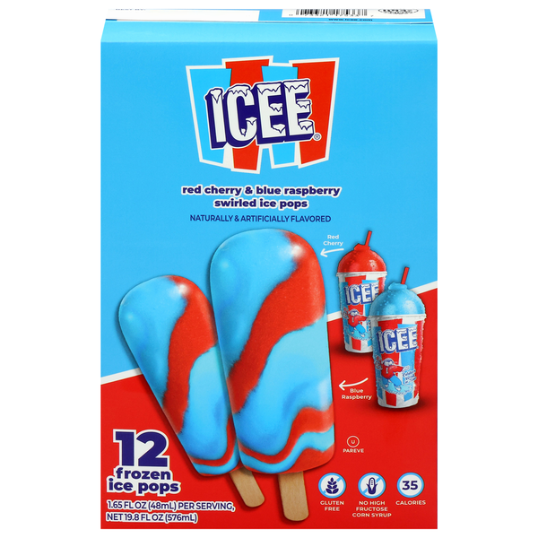 ICEE Swirled Red Cherry & Blue Raspberry Frozen Ice Pops