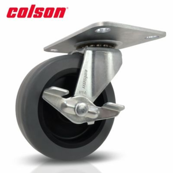 Colson 3 in. Thermoplastic Rubber Swivel Caster with Brake, Non-Marking, USA-Made, 110 lb. Capacity