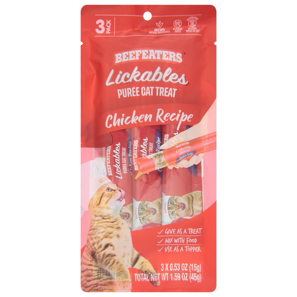 Beefeaters Cat Treat, Puree, Chicken Recipe, 3 Pack Same-Day