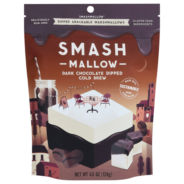 Smashmallow Marshmallows, Snackable, Dark Chocolate Dipped