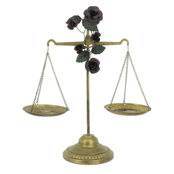 Ashland Antique Gold Tabletop Scale with Dark Roses