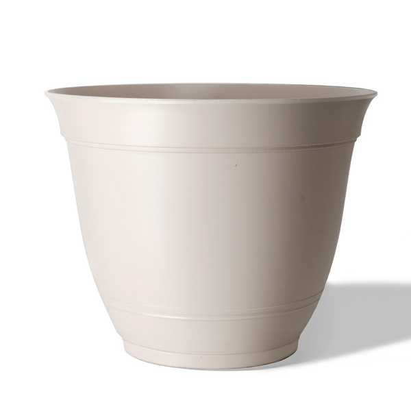 Style Selections 15.2-in W x 15.2-in L x 13.07-in H Moonlight Beige Recycled plastic Round Indoor Planter