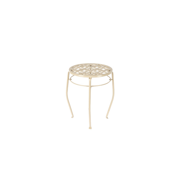 allen + roth 15-in H x 11.81-in W Cream Indoor Round Cast iron Plant Stand