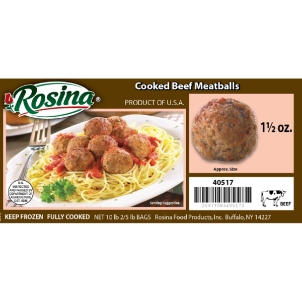 Frozen Rosina - Traditional Italian Beef Meatball - 1.5 oz/10 lbs