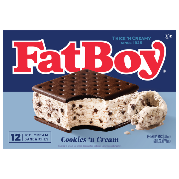 FatBoy Ice Cream Sandwiches, Cookies 'N Cream