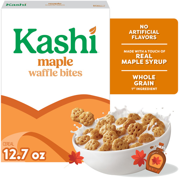 Kashi Breakfast Cereal, Whole Grain, Vegan, Maple Waffle Bites,  Box (1 Box)