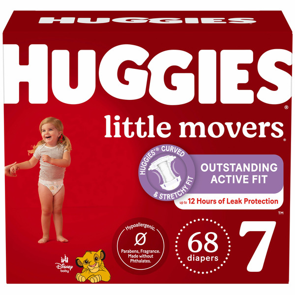 Huggies Little Movers Baby Diapers, Size 7 (41+ lbs)