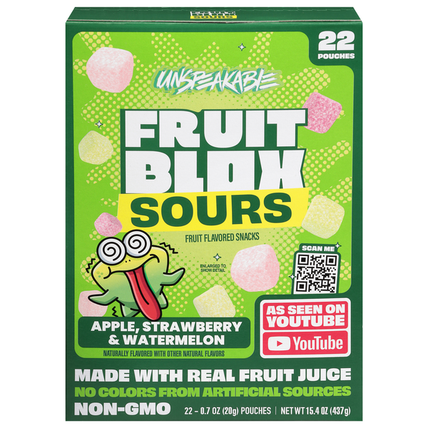 Fruit Blox Sours Apple Strawberry & Watermelon Fruit Flavored Snacks