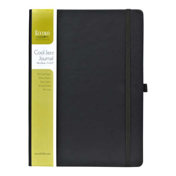 Eccolo 192 Pages Lined Cool Jazz Journal - Black - 7" x 9.5"