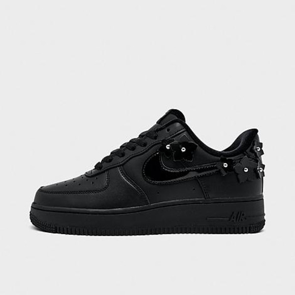 Nike Women's Air Force 1 '07 "Florette" Casual Shoes, Size 8.5 - Black/Off Noir/Metallic Silver/Black