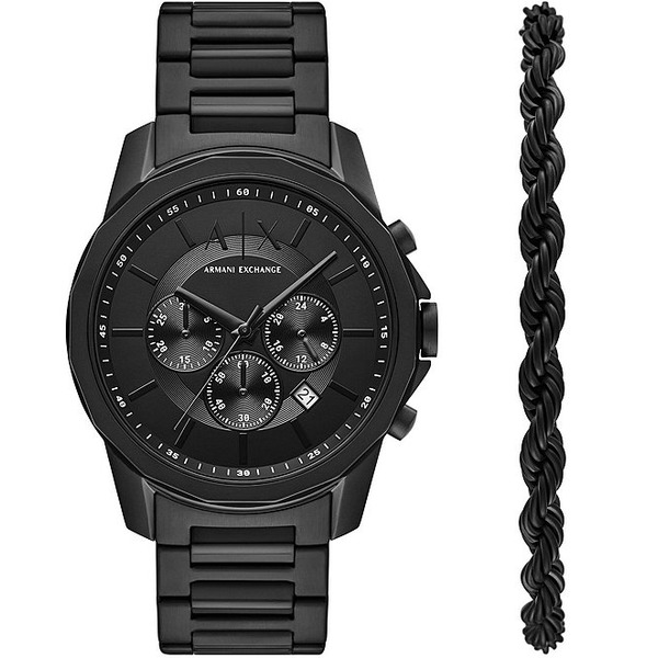 Armani Exchange Men's Banks Chronograph Stainless Steel Bracelet Watch Gift Set