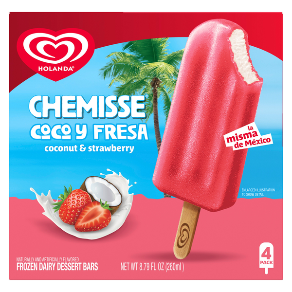 Frozen Dairy Dessert Bars Coconut & Strawberry