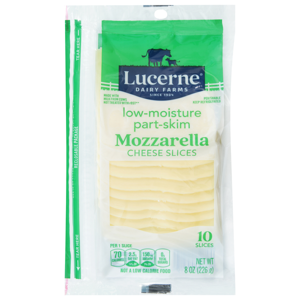 Lucerne Cheese Slices, Part-Skim, Mozzarella, Low-Moisture