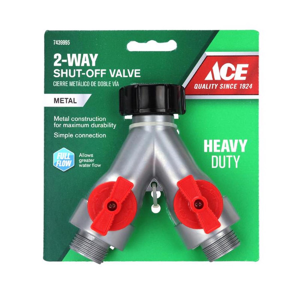 ACE 2 Way Metal Y-Hose Connector With Shot Offs