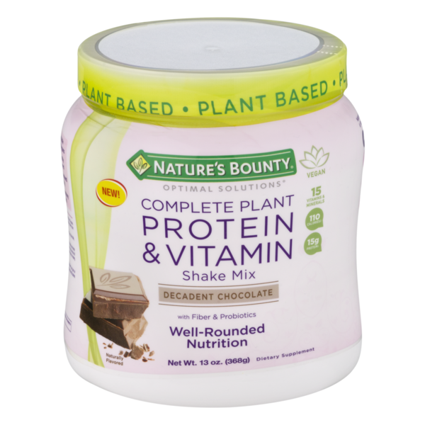 Nature's Bounty Complete Plant Protein & Vitamin Shake Mix Decadent