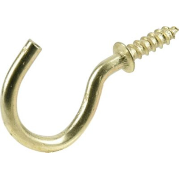 Hillman Hardware Essentials 3 lb. 1-1/2in. Cup Hooks, Brass, 2 pk.