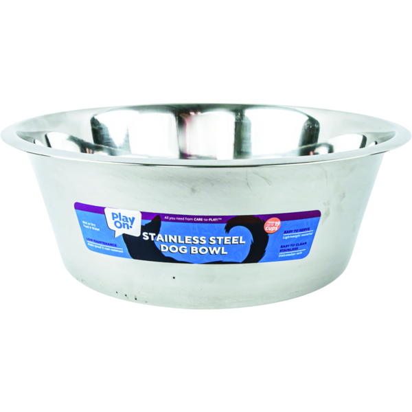 Play On Stainless Steel Dog Bowl