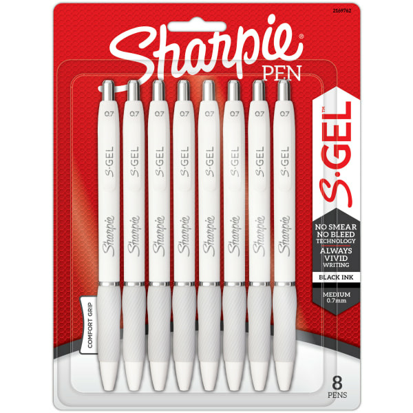 Sharpie 0.7mm S Gel Fashion White Barrel Gel Ink Pens - Black