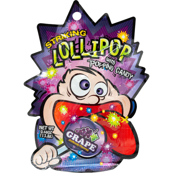 STRIKING Grape Lollipop Popping Candy