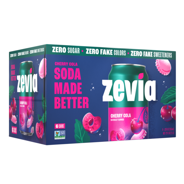 Zevia Soda, Zero Sugar, Cherry Cola, 6 Can Same-Day Delivery or