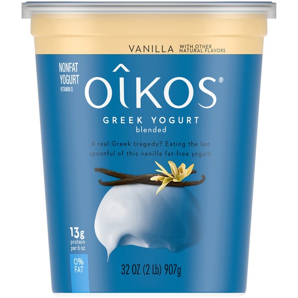 Oikos Greek Blended Very Vanilla Fabulously Fat Free Yogurt (32 oz