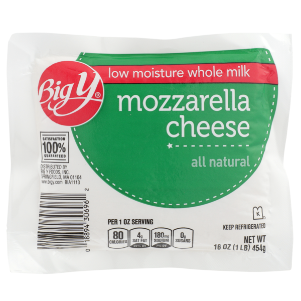 Big Y Low Moisture Whole Milk Mozzarella Cheese (16 oz ...