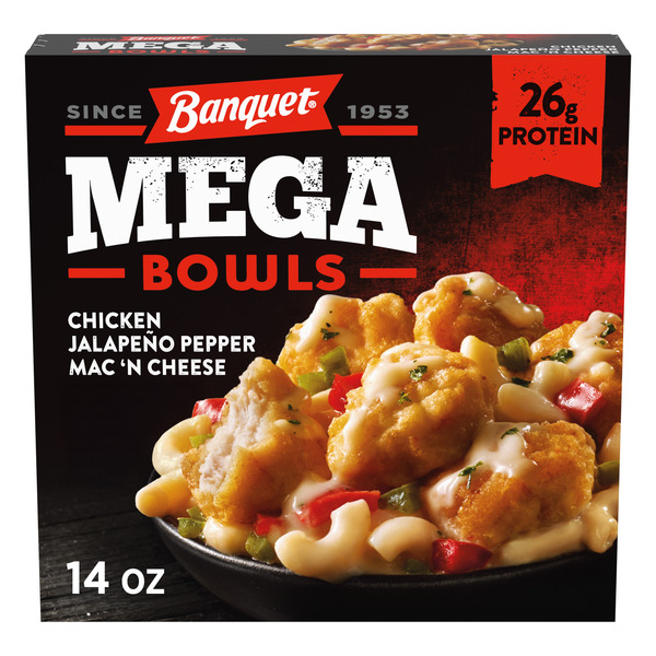 Banquet MEGA Bowls Chicken Jalapeno Pepper Mac 'N Cheese, Frozel