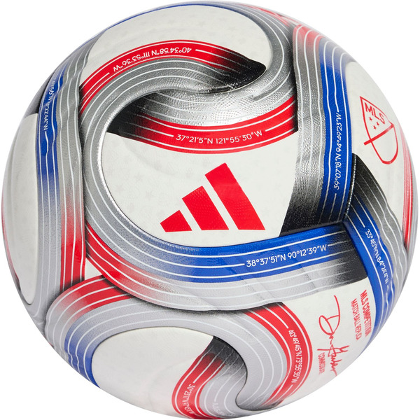 adidas MLS NFHS 2026 Competition Soccer Ball, Size 5 - White/Royal Blue/Red/Silver