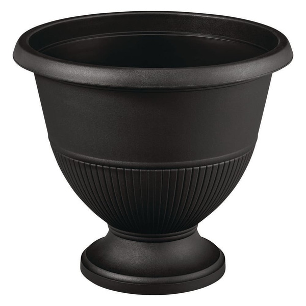 Vigoro Solana Black Resin Urn Planter (15 In. L X 15 In. W X 13 In. H)