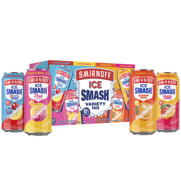 Smirnoff Ice Smash Variety, 8 pack Cans, 16 fl oz, 8% ABV Same-Day