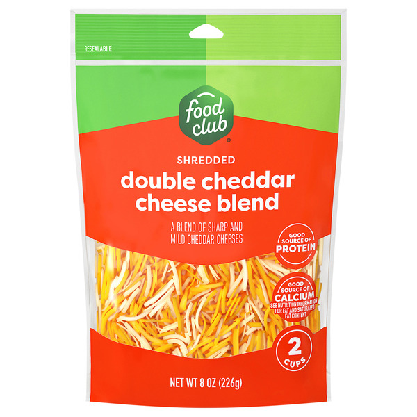 Food Club Double Cheddar Cheese Blend Sharp & Mild Cheddar