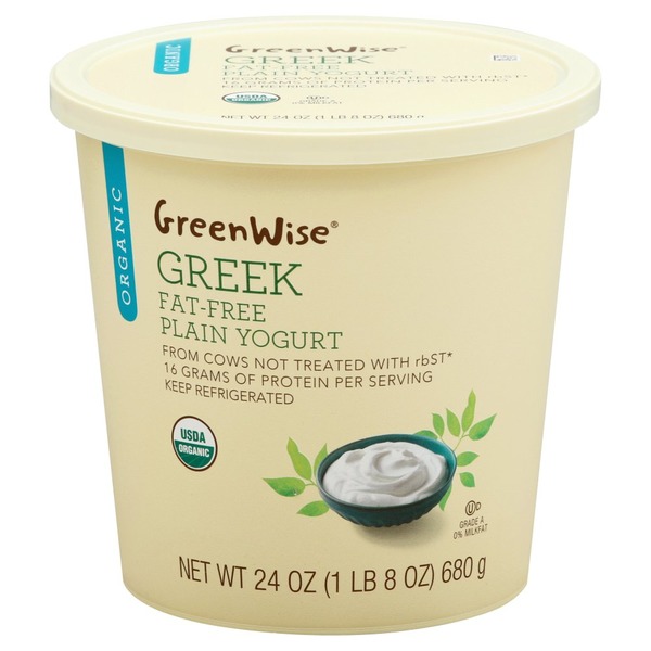 GreenWise Organic Greek FatFree Plain Yogurt 24.0 oz CONTAINER (24 oz) Instacart